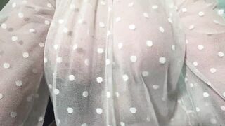 Gorgeous big boobs close-up. MILF saggy tits.