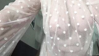 Gorgeous big boobs close-up. MILF saggy tits.
