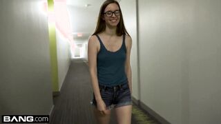 Nerdy Gamer Teen Tali Dova takes a ride on a joystick