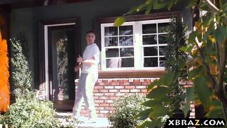 Watch these busty babes outrun that huge dick after a jogger's lap