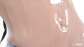 Petite Asian Mina Luxx gets her pussy drilled hard and takes a slippery ride on the back