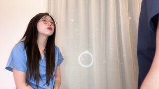 Naughty doctor convinces young Asian medical intern to fuck to get ahead