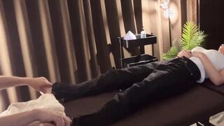 Naughty Japanese Teen gets oiled up and surprised with a real massage