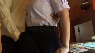 Thai college girl gets a hard fuck with a big load in her mouth
