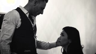 Sexy Asian chick in high heels needs a helping hand from a professional dick
