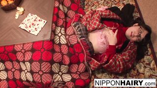 Naughty Japanese teen fingers her tight pussy and takes a cumshot on her ass