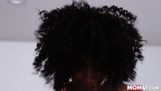 Sexy ebony MILF caught by stepson & gets a big booty orgasm