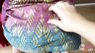 Watch this curvy Thai maid in silk Sarong work hard and ride hard in uncens