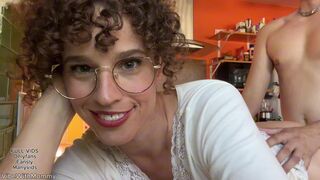 Stepmom with glasses cheats on husband with stepson's big cock