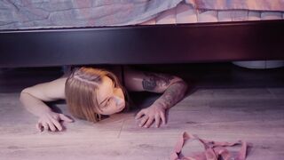 Step Mom shares bed with step sister while step brother watches - hot taboo action!