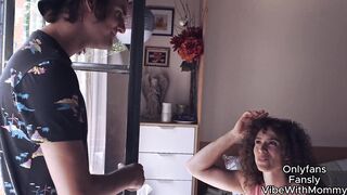 Curly-haired MILF stepsons caught fucking stepsons with a big ass and a tight pussy