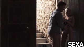 Blonde bombshell fucks in public alleyway on wild night out