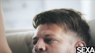 Watch Alexis Crystal and Michael Fly's steamy blowjob and fuck session on the couch