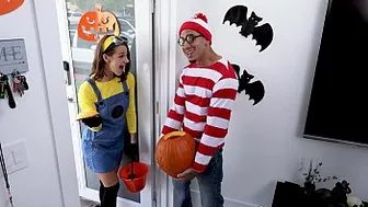 Evelin Stone gets naughty in Halloween costume and gets dicked in the box by a random dude!