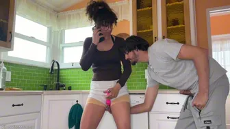 Stepmom caught & ridden hard on FaceTime while getting wet and wild