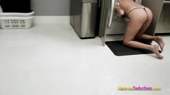 Stepmom Nikki Brooks gets her big boobs and tight pussy fucked hard while stuck in the dryer