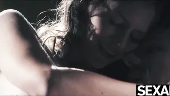 Check out this busty babe's bouncing natural tits as she pleasures herself with a hard cock
