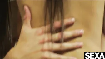 Watch Paula Shy's long hair bounce as she gets a creampie after intense doggy-style riding