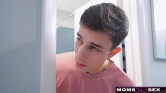 Stepmom Sadie Holmes teaches stepson to enjoy dildo instead of talking about sex
