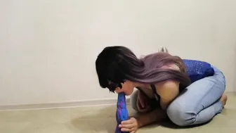 Watch HottElla, the busty mom, get wild with her dildo in cowgirl position