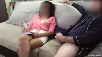 Uninterested Stepmom's risky jerk off & messy facial with glasses on!