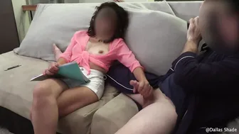 Uninterested Stepmom's risky jerk off & messy facial with glasses on!