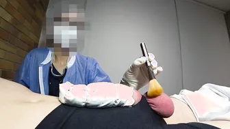 Naughty Asian mom gets her tight butt examined by the hospital nurses in public