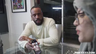 Amber Alena's massive fake tits bounce as she takes on Jovan Jordan's black monster