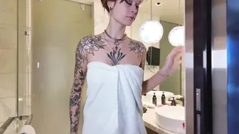 Sally Dinosaur gets off with some intense pussy play in the shower