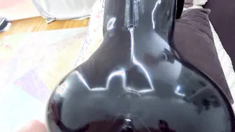 CandyXS in latex catsuit takes a hard pounding and gets a cum load on her ass