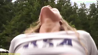 German Snow's tight ass gets pounded in public by a group of horny guys