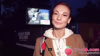 Kessie Shy fucks in public with Berlin billboard behind her