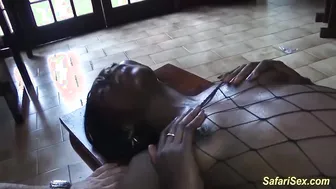 Wild party of skinny ebony babes taking turns in wild interracial orgy