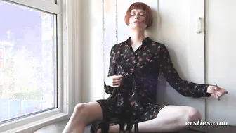Watch this hot tattooed babe film her first solo video with sensual panties and tattoos