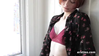 Watch this hot tattooed babe film her first solo video with sensual panties and tattoos