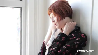 Watch this hot tattooed babe film her first solo video with sensual panties and tattoos