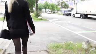 Daynia gets her German ass pounded hard in public & takes a hot load in her mouth