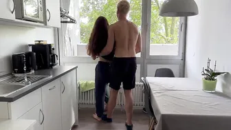 Amateurtwo's tight pussy gets destroyed in the kitchen by roommate's hard cock