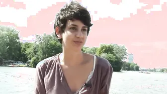 Watch this natural-titted amateur babe finger herself on a boat, then masturbate in public!