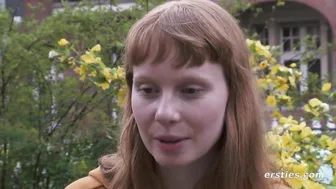 Naughty Redhead Norway Model Masturbates with Glass Dildo for Ersties