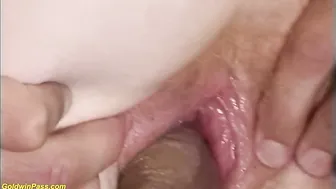 Redhead amateur with saggy tits and glasses gets roughed up by a horny old man