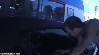 Mature redhead granny takes on two horny studs in public for the first time