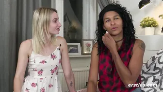 German tattooed babe and her shaved pussy get frisky with dildos and other toys