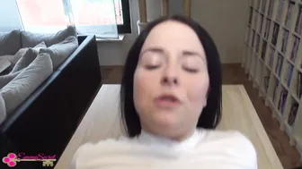 Emma Secret gets her tight shaved pussy filled with hot cum on the kitchen table